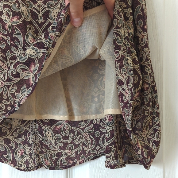 Studio JPR 90's Vintage Bohemian Printed High Waisted A-Line Mini Skirt Plum 12 - Picture 9 of 11